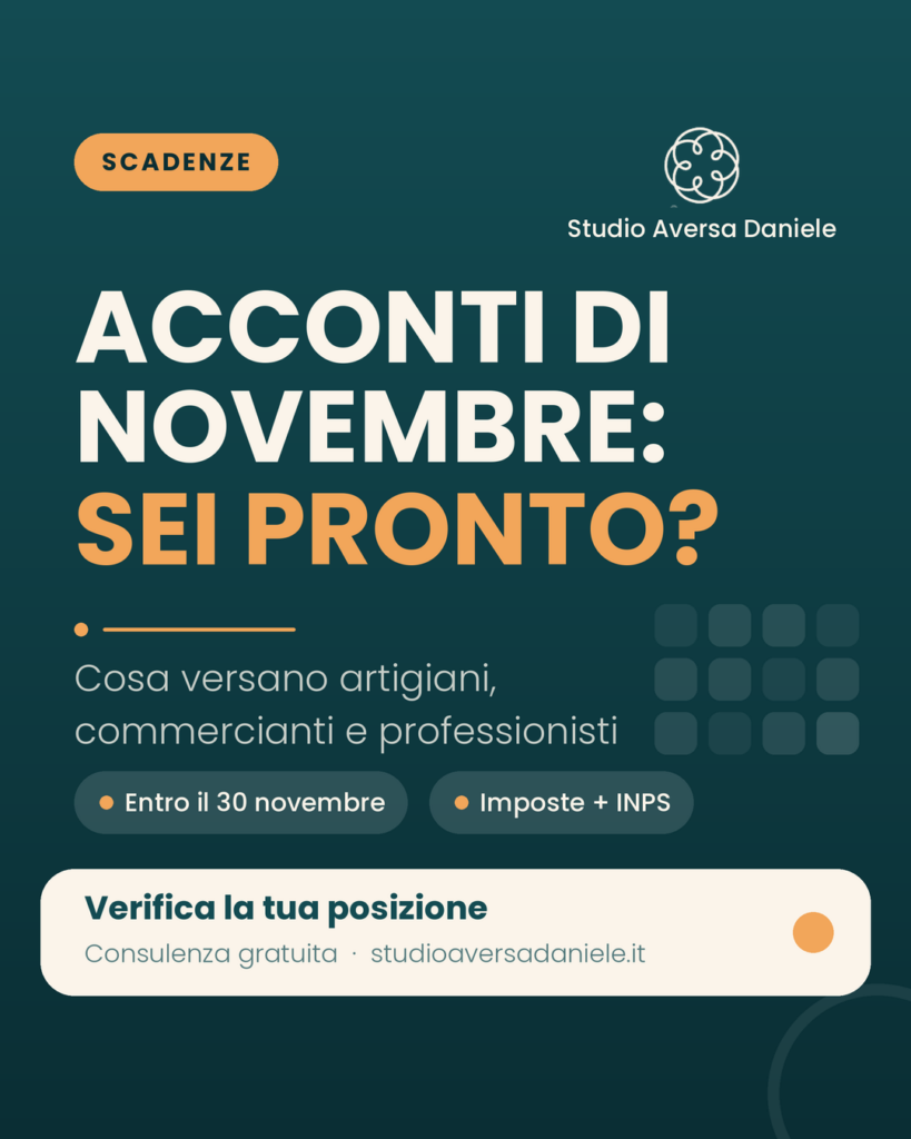 Acconti di novembre: cosa devono pagare artigiani, commercianti e professionisti